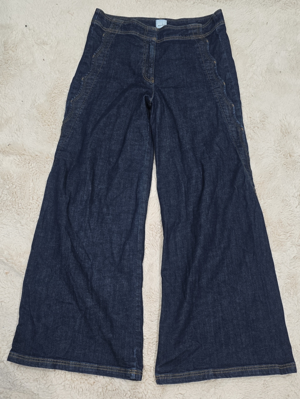 Wide Leg Dark Blue Women's Jeans - Picture 1 of 7